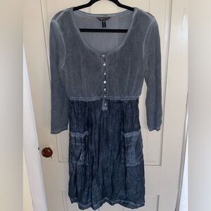 Soma Long Sleeve Scoop Neck Sundress Double Lined Adjustable Straps Button Up